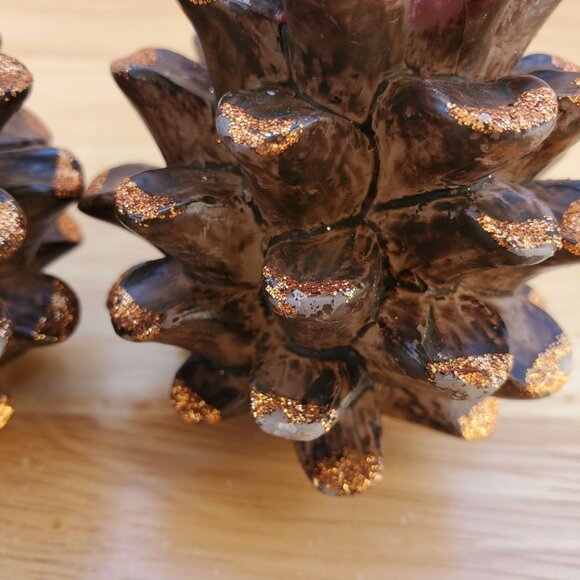 Decorative Debi Lilly Design Pinecone Candles W/ Glitter Set Of 2  3" Tall - Picture 9 of 12